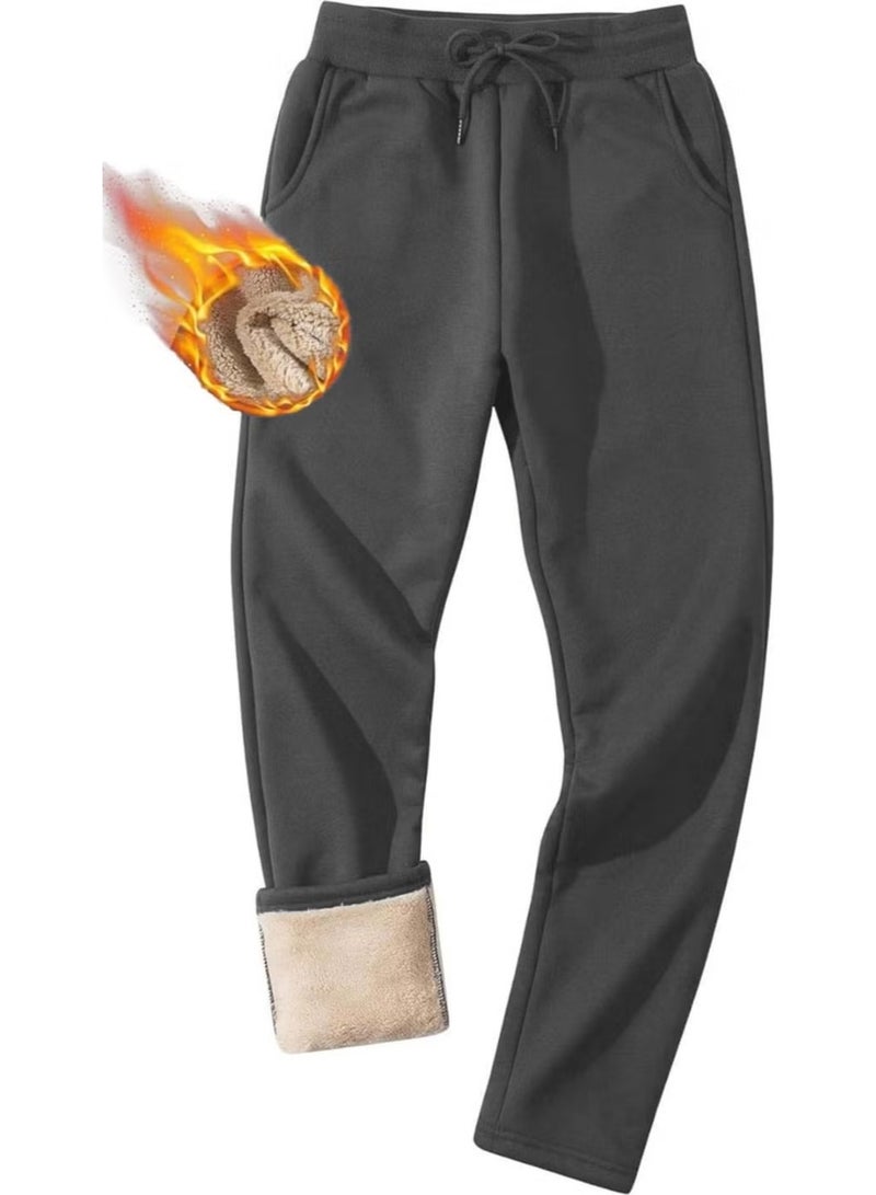 Men's Ultra Thermal Winter Sherpa Lined Active Running Normal Leg Jogger Sweatpants - Image 1